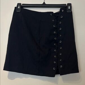 Forever 21 Black Lace-Up Mini Skirt